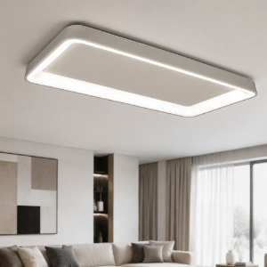 Plafoniera 70cm moderna rettangolare tortora per soggiorno led 60w cct 3000k 4000k