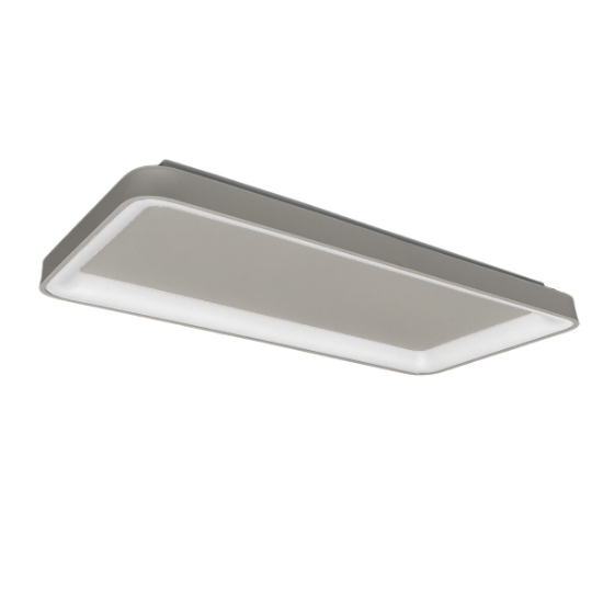 Plafoniera 70cm moderna rettangolare tortora per soggiorno led 60w cct 3000k 4000k