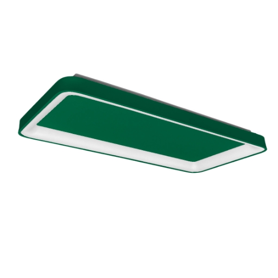 Plafoniera 70cm moderna rettangolare per soggiorno verde bosco led 60w cct 3000k 4000k