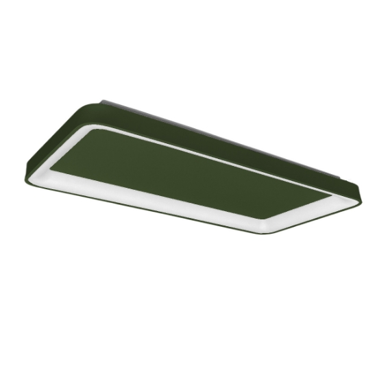 Plafoniera 70cm moderna rettangolare verde oliva per soggiorno led 60w cct 3000k 4000k