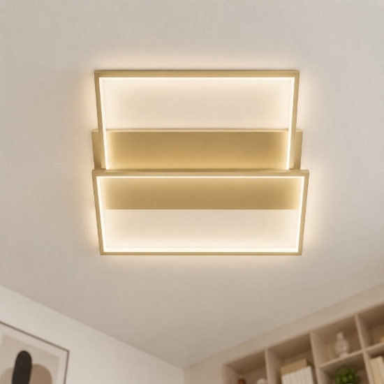 Square pl pc oro ondaluce plafoniera led design moderna 3000k