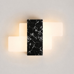 Applique da parete effetto marmo nero led 12w cct 3000k 4000k