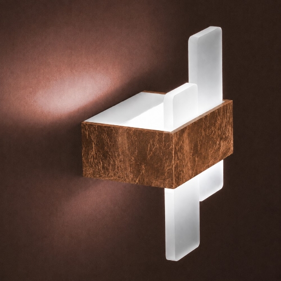 Applique da parete moderna foglia rame led 20w cct 3000k 4000k