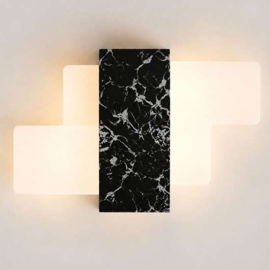 Applique effetto marmo nero led 30w cct 3000k 4000k design moderno