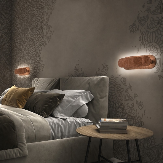Applique da comodino per camera da letto moderna foglia rame led 12w cct 3000k 4000k