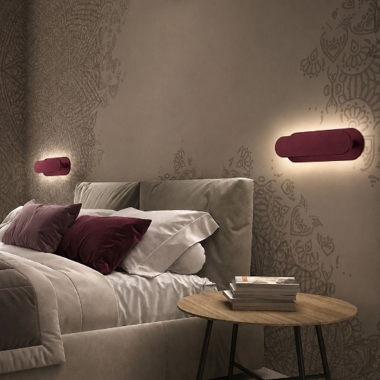 Applique da comodino led 12w cct 3000k 4000k  per camera da letto moderna bordeaux
