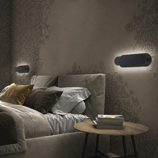 Applique da comodino moderna antracite led 12w cct 3000k 4000k dper camera da letto