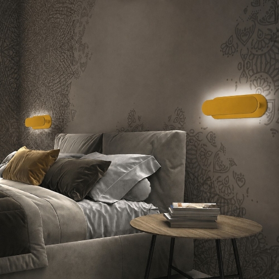 Applique da comodino moderna giallo led 12w cct 3000k 4000k per camera da letto