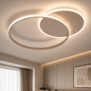 Plafoniera per camera da letto cerchi led 50w cct 3000k 4000k sabbia vivida eclipse2