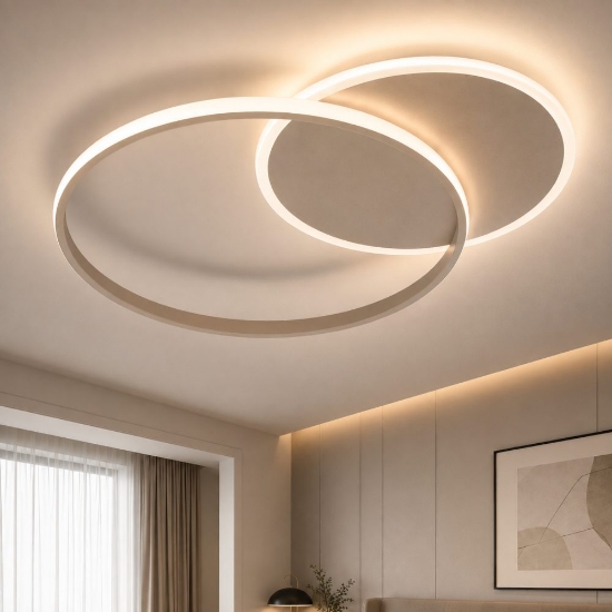 Plafoniera per camera da letto cerchi led 50w cct 3000k 4000k sabbia vivida eclipse2