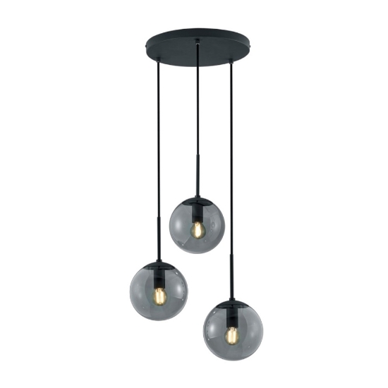 Lampadario a sospensione antracite vetro fume led 3000k con 3 luci