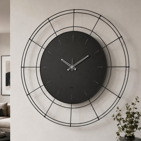 Orologio da parete rotondo nero design minimalista 94cm