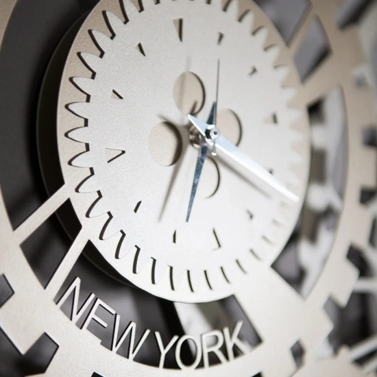 Orologio da parete design ingranaggi fusi orario nero e fango