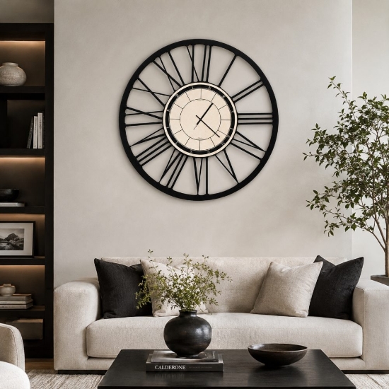 Orologio da parete moderno rotondo nero 50cm