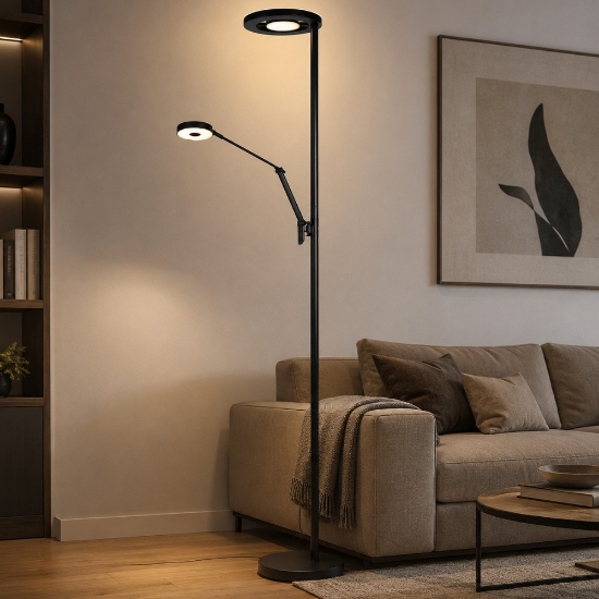 Lampada da terra nero opaco led 32w cct 2700k 4000k dimmerabile