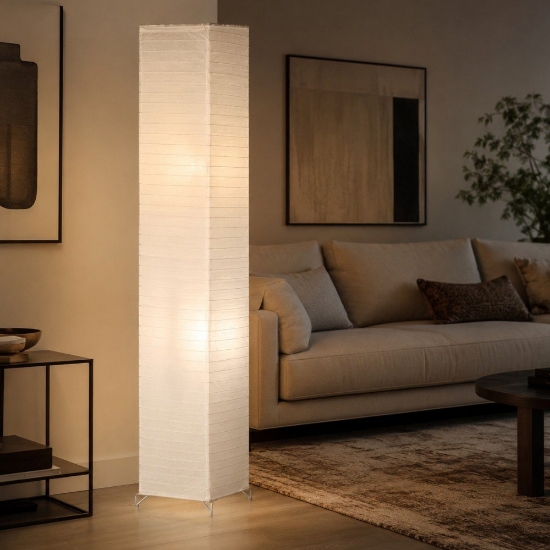 Piantana da terra quadrata carata bianca h130 cm