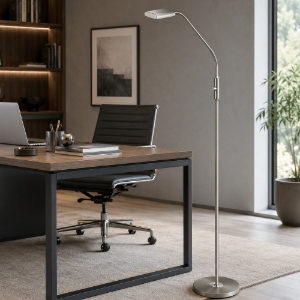 Piantana da terra per ufficio nichel opaco led 12w 3000k dimmerabile
