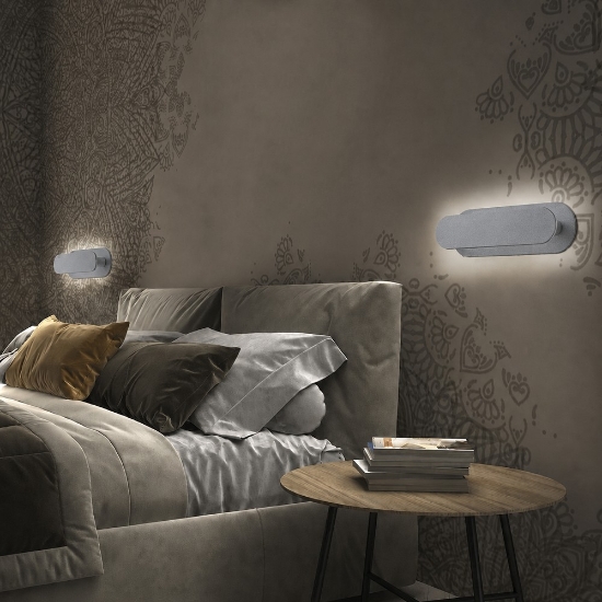 Applique da comodino led 20w cct 3000k 4000k moderna grigio perla