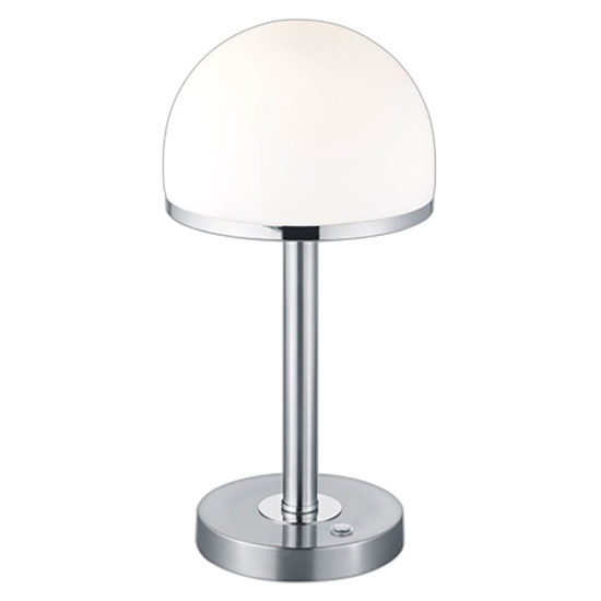 Lampada da tavolo mezza sfera nichel opaco vetro led 4w 3000k dimmerabile