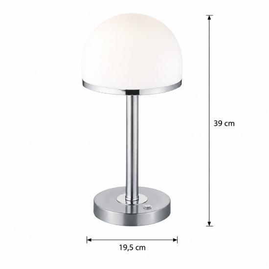 Lampada da tavolo mezza sfera nichel opaco vetro led 4w 3000k dimmerabile