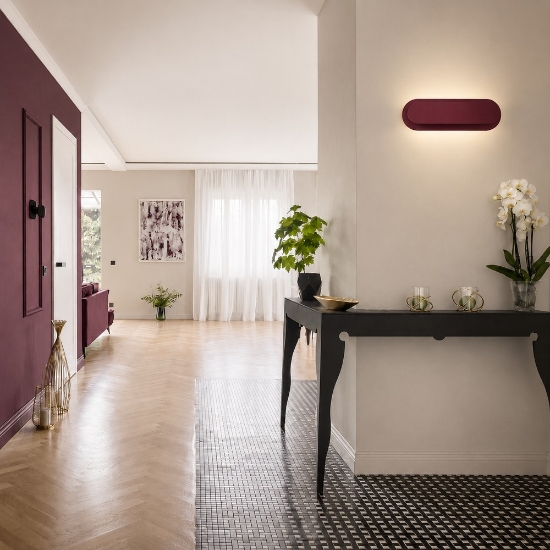 Applique moderna da comodino bordeaux led 20w cct 3000k 4000k