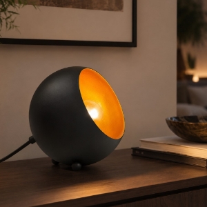 Lampada da tavolo design moderno sfera nero opaco