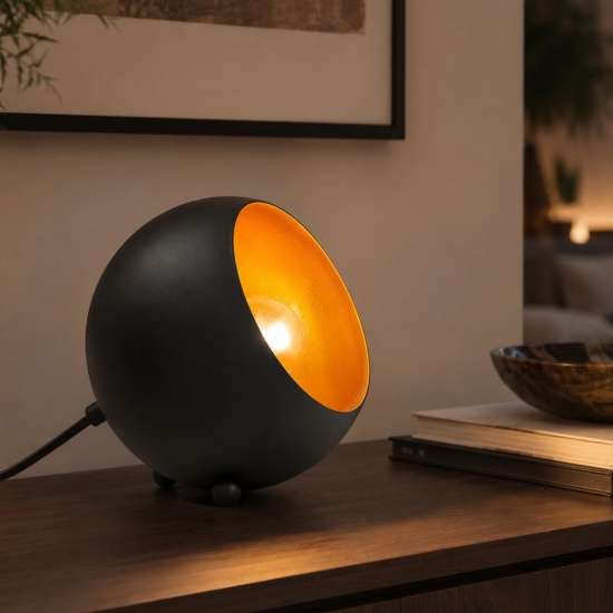 Lampada da tavolo design moderno sfera nero opaco