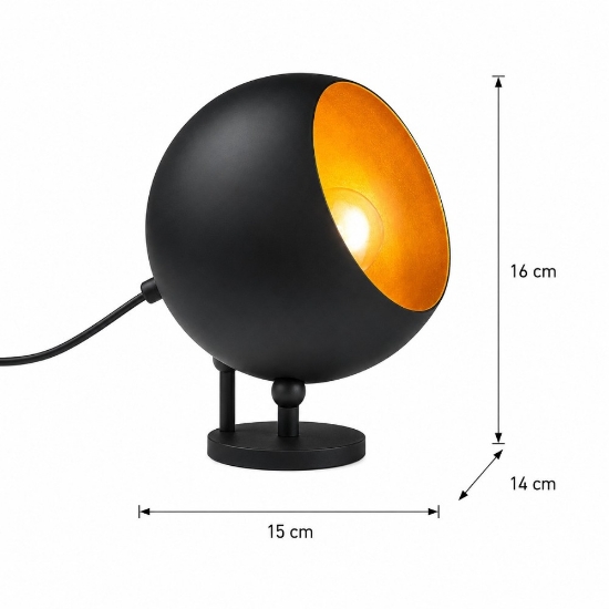 Lampada da tavolo design moderno sfera nero opaco