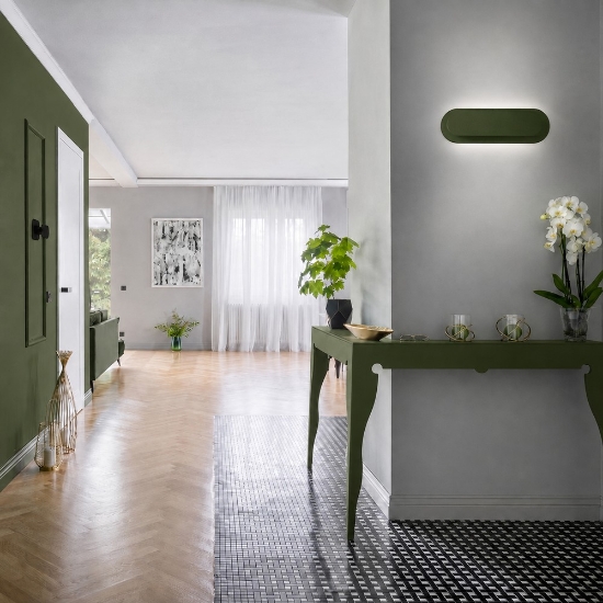 Applique da parete moderna verde oliva led 28w cct 3000k 4000k