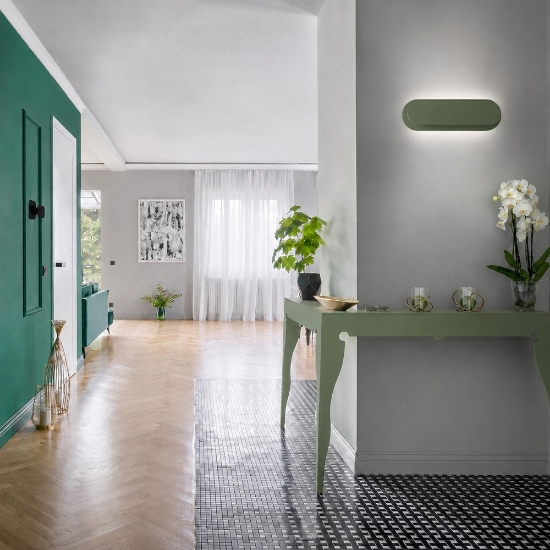 Applique da parete moderna verde salvia led 28w cct 3000k 4000k