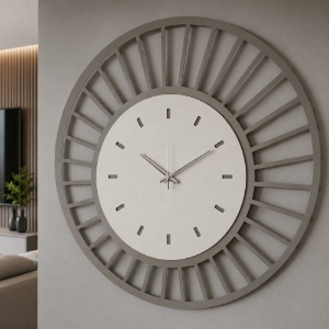Orologio moderno per parete rotondo fango e avorio 70cm