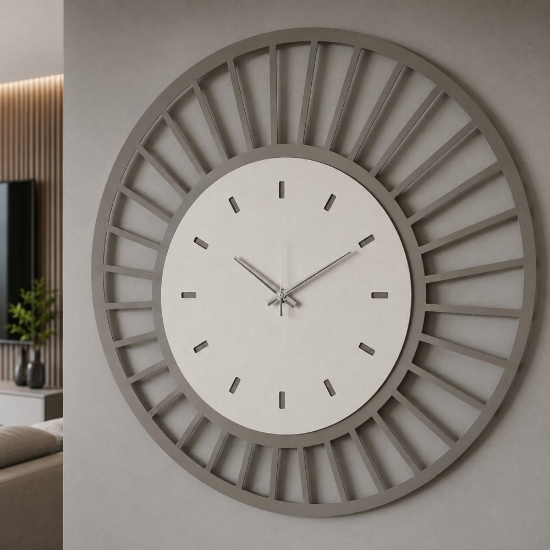 Orologio moderno per parete rotondo fango e avorio 70cm