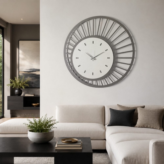Orologio moderno per parete rotondo fango e avorio 70cm
