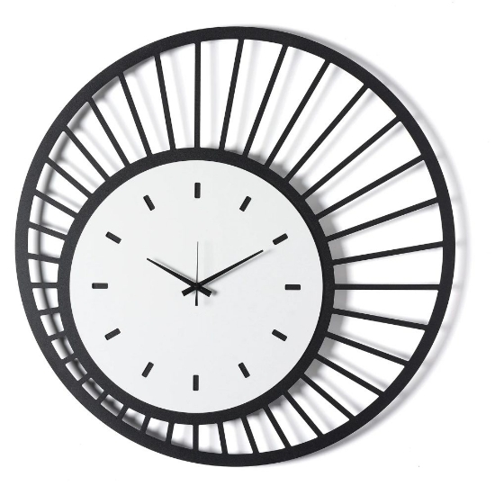 Orologio rotondo per parete soggiorno moderno nero bianco marmo 70cm