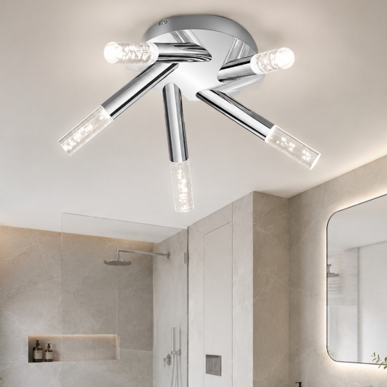 Plafoniera per bagno moderno cromo led 3.1w 3000k 42cm ip44