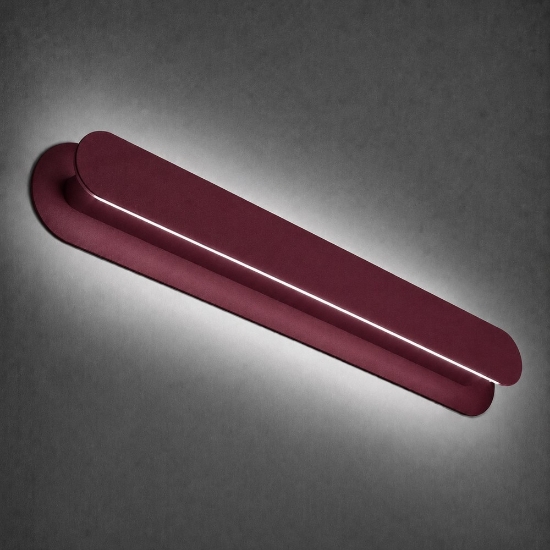 Applique da parete moderna bordeaux led 28w cct 3000k 4000k dimmerabile