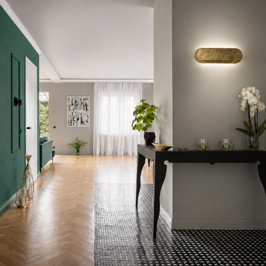 Applique da parete moderna per soggiorno foglia oro led 28w cct 3000k 4000k