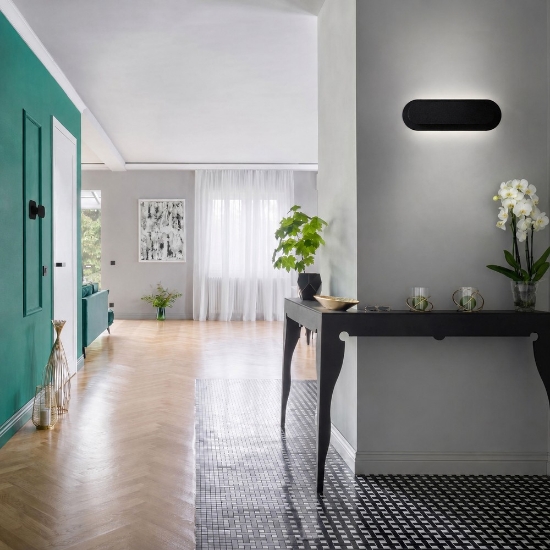 Applique da parete moderno nero led 28w cct 3000k 4000k