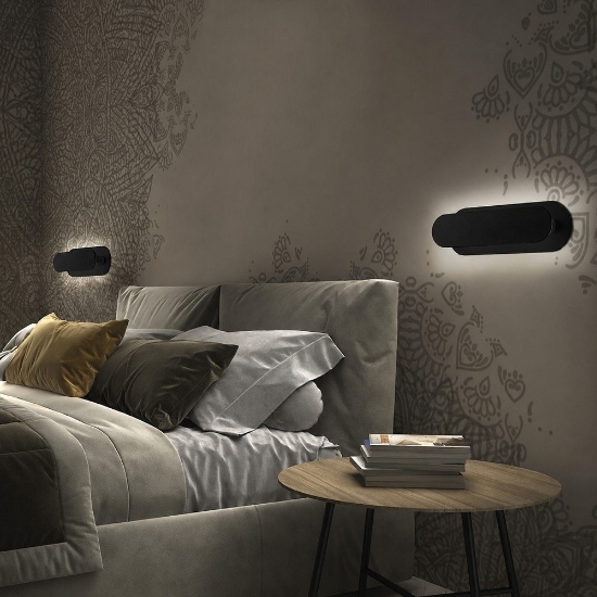 Applique da parete moderno nero led 28w cct 3000k 4000k