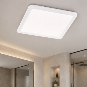Plafoniera da bagno quadrata bianca led 24w 3000k ip44 dimmerabile