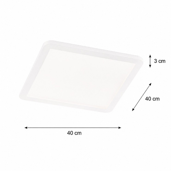 Plafoniera da bagno quadrata bianca led 24w 3000k ip44 dimmerabile