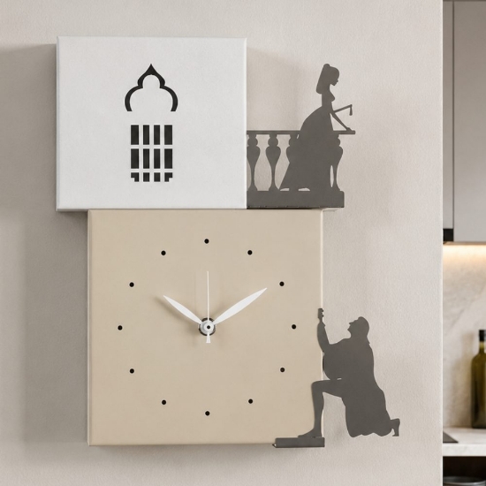 Orologio da parete moderno design romeo e giulietta crema e bianco