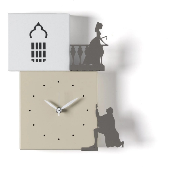 Orologio da parete moderno design romeo e giulietta crema e bianco
