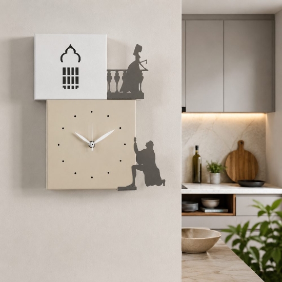 Orologio da parete moderno design romeo e giulietta crema e bianco