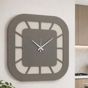 Orologio quadrato per parete cucina avorio e fango
