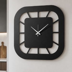 Orologio quadrato per parete cucina moderna nero e bianco marmo