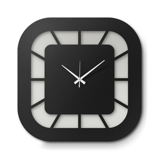 Orologio quadrato per parete cucina moderna nero e bianco marmo