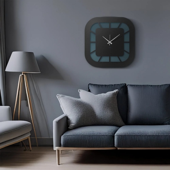 Orologio quadrato per parete cucina moderna nero e bianco marmo