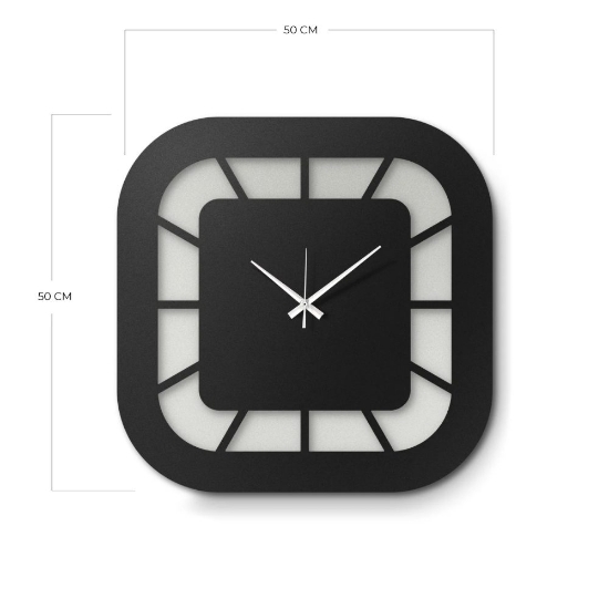 Orologio quadrato per parete cucina moderna nero e bianco marmo