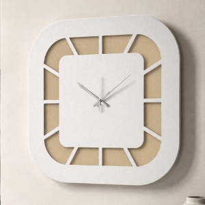 Orologio da parete moderno design quadrato crema e bianco 50x50 cm